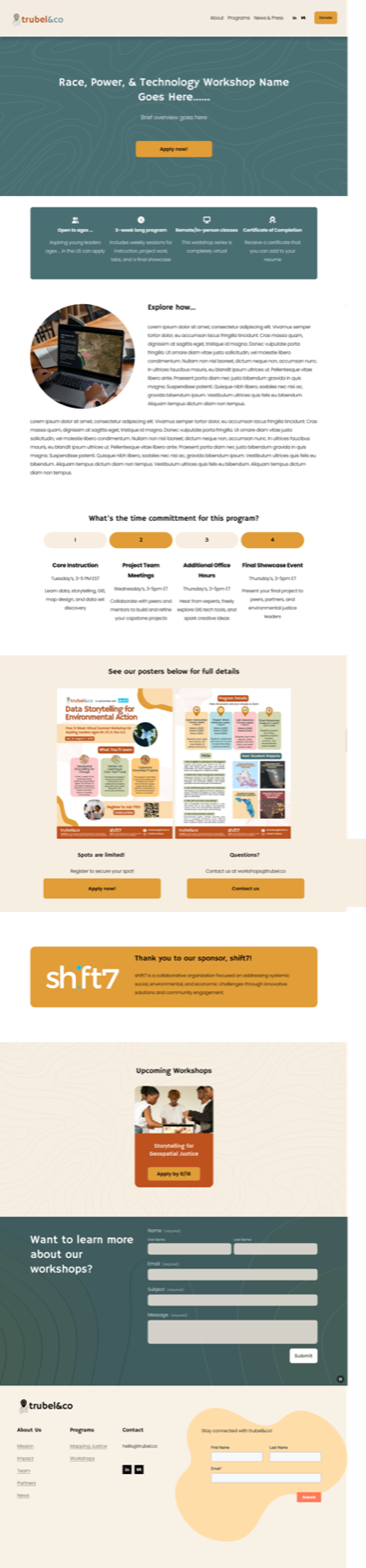 Individual workshop page redesign details